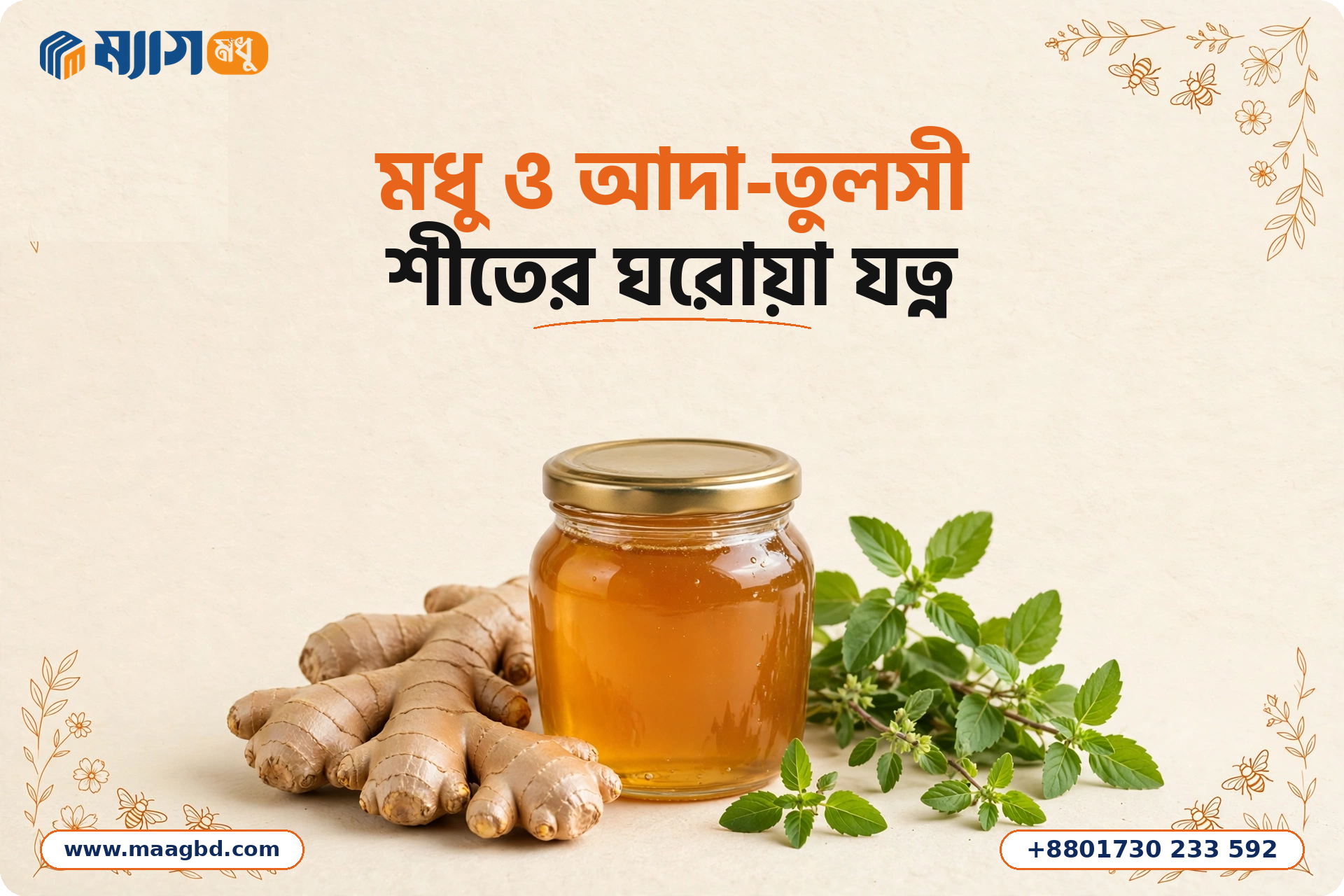 মধু ও আদা-তুলসী: শীতের ঘরোয়া যত্ন